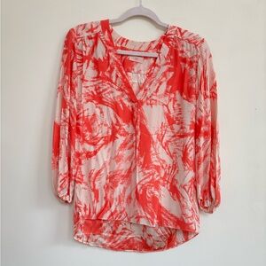 Women's Silk Peach and White Abstract Blouse, size S